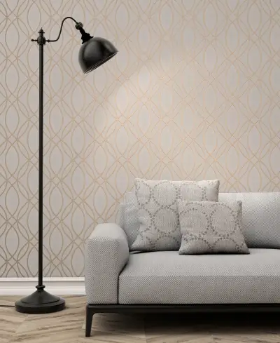 Lisandro Geometric Lattice Wallpaper - Rose Gold
