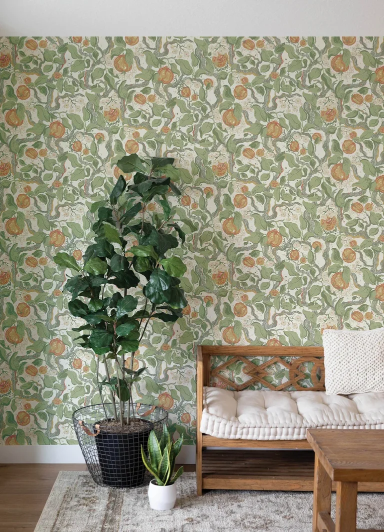 Kort Fruit and Floral Wallpaper - Green — Ảnh 2