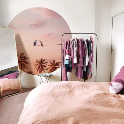 Hummingbirds in Love - Wall Mural 5552 - Round - 144cm diameter