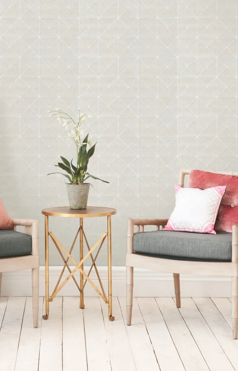 Dazzling Diamond Sisal Grasscloth Wallpaper - White/Silver — Ảnh 4
