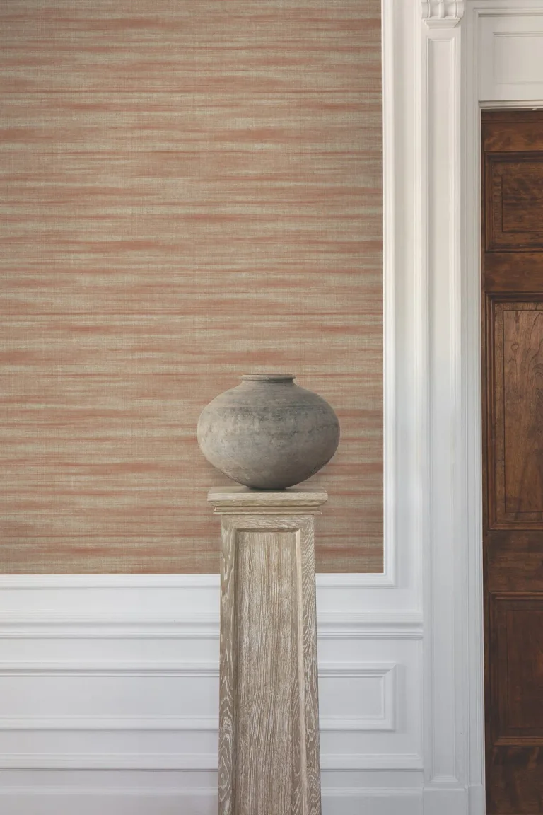 Ronald Redding Brushed Linen Wallpaper - Brick — Ảnh 6