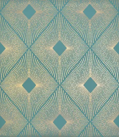 Harlowe Wallpaper - Teal/Gold