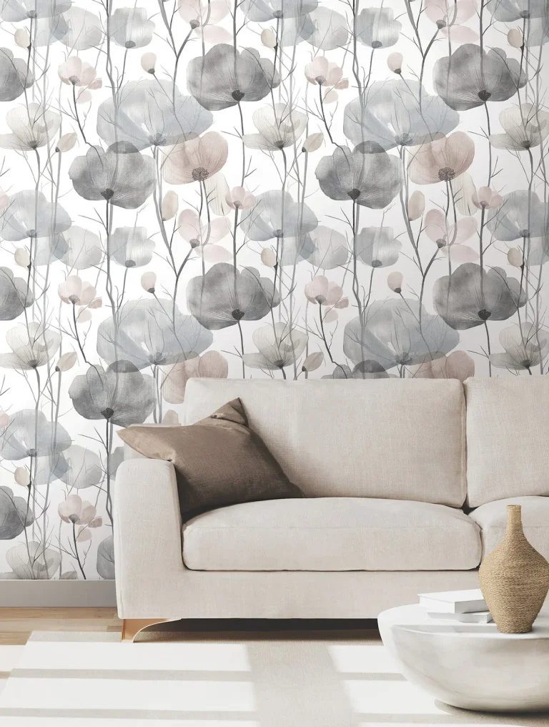 Ronald Redding Cotswolds Poppies Floral Wallpaper - Grey — Ảnh 6