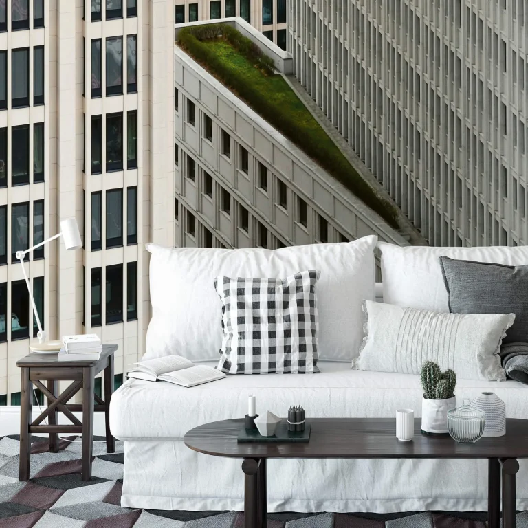 White High-Rise Building - Wall Mural 5140 - 4 Panel - 192cm x 260cm — Ảnh 2