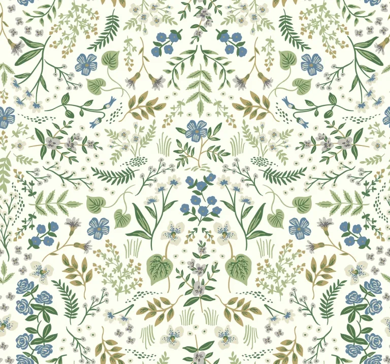 Rifle Paper Co. Wildwood Wallpaper - Blue & Green — Ảnh 3