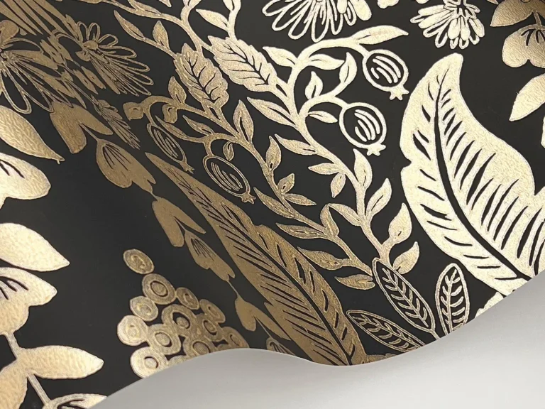 Rifle Paper Co. Pineapple Damask Wallpaper - Black & Gold — Ảnh 2