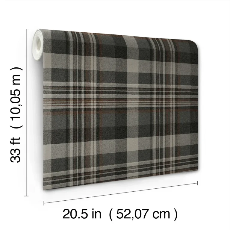 Chesapeake Dutton Plaid Flannel Wallpaper - Charcoal — Ảnh 5