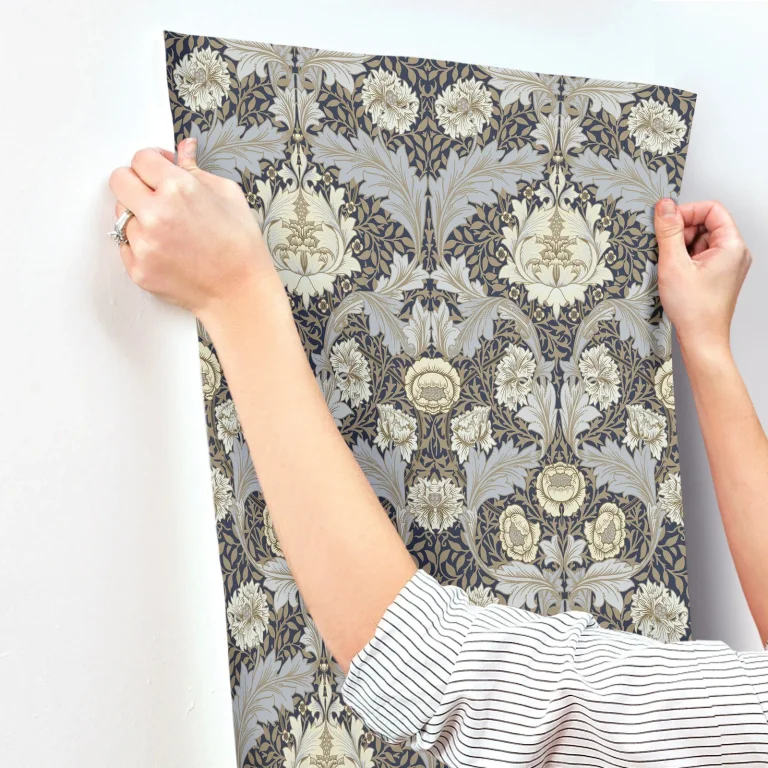 Myrtle Floral Ogee Wallpaper - Blue — Ảnh 2
