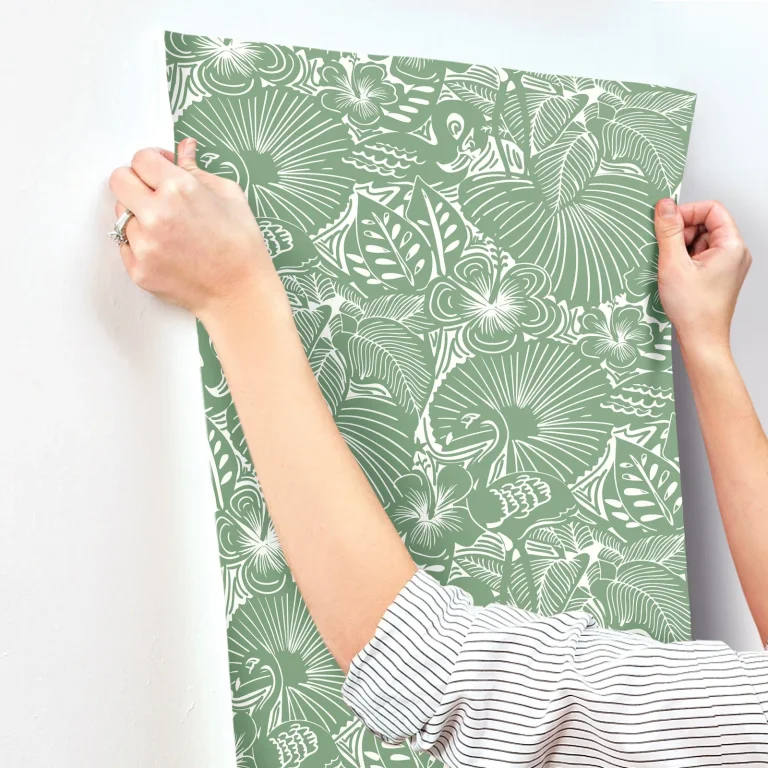 Idalia Floral Flamingo Wallpaper - Green — Ảnh 6