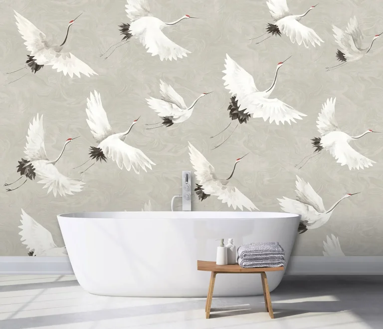 Crane You Later Wall Mural - Dove Grey — Image 3