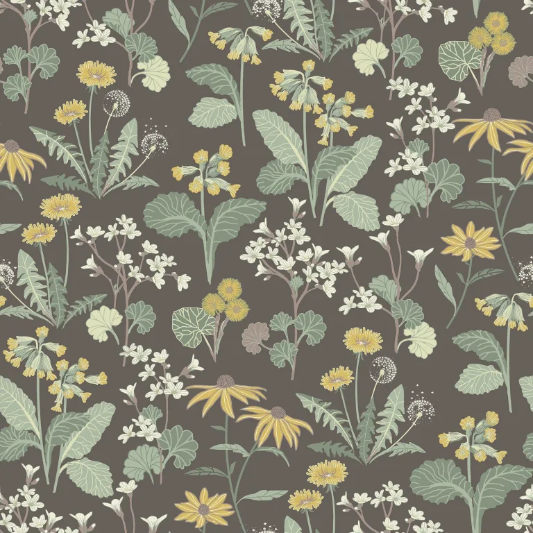 Magdalena Dandelion Wallpaper - Charcoal — Image 3