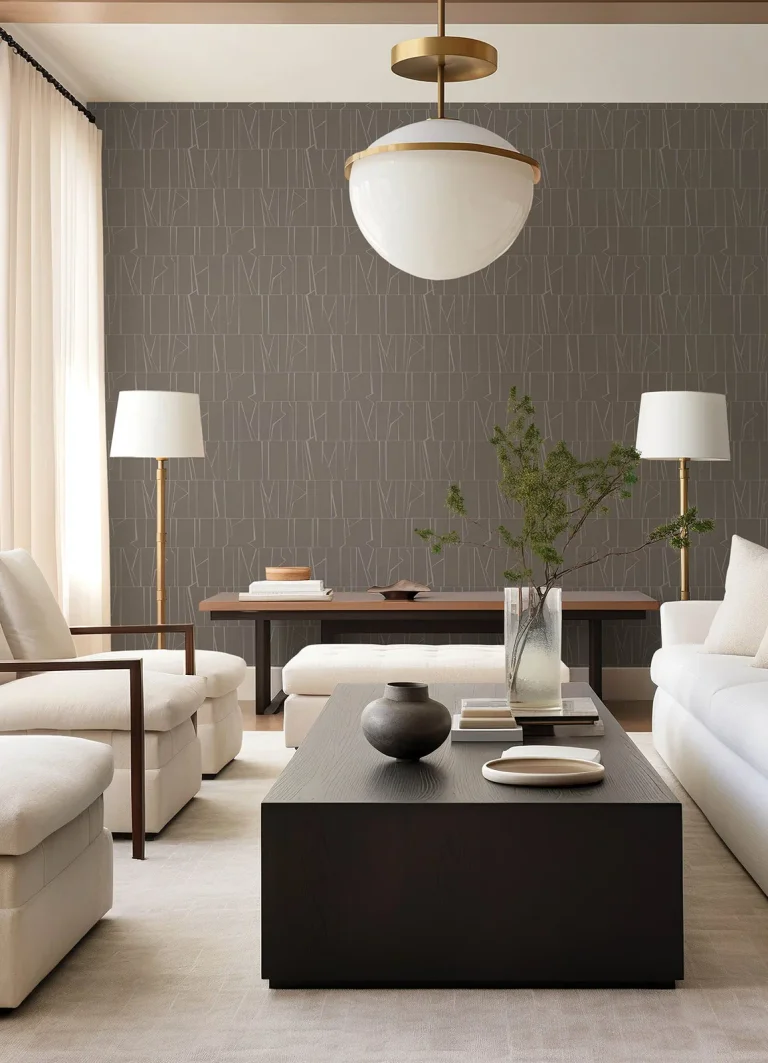 Huntington Geometric Stripe Wallpaper - Chocolate — Image 3