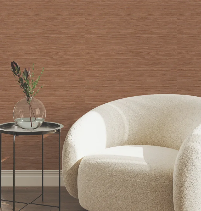 Oasis Faux Grasscloth Wallpaper - Rust — Image 7