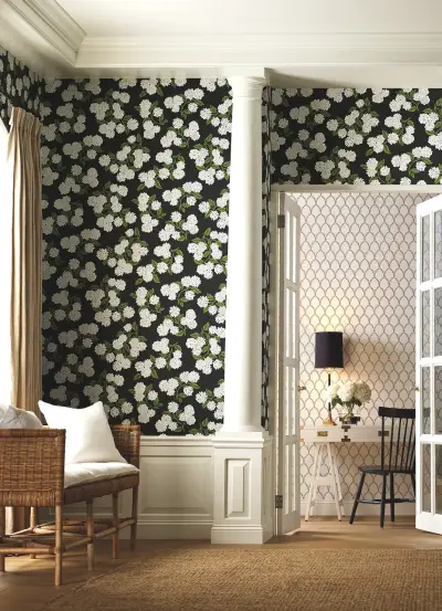 Rifle Paper Co. Hydrangea Wallpaper - Black & White