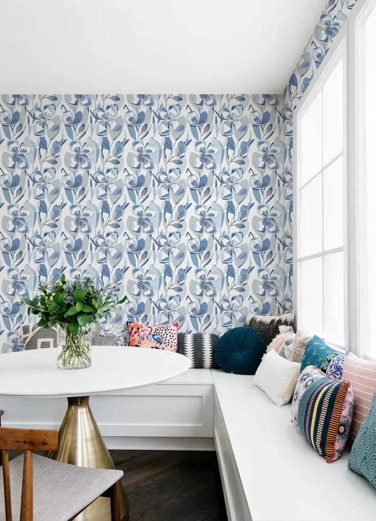 Nathalie Abstract Blooms Wallpaper - Blue — Ảnh 3