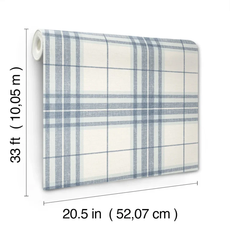 Chesapeake Cabin Check Plaid Wallpaper - Blue — Ảnh 6