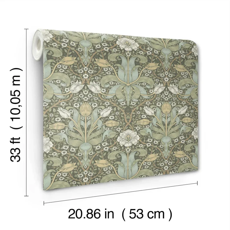 Spring Thicket Tulip Damask Wallpaper - Green — Ảnh 2