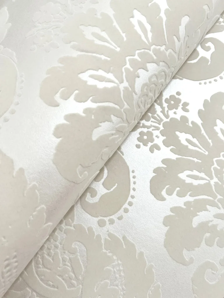 Shadow Flocked Damask Wallpaper - Cream — Ảnh 7