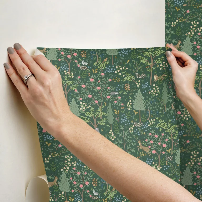 Rifle Paper Co. Woodland Peel and Stick Wallpaper - Emerald — Ảnh 3