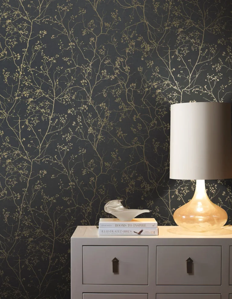 Luminous Branches Wallpaper - Black/Gold — Ảnh 2