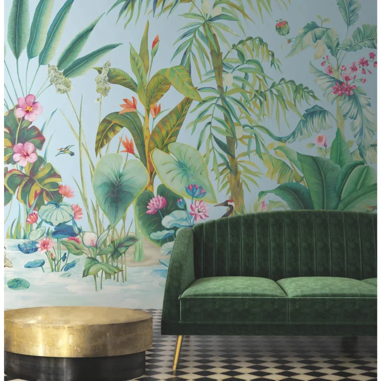 Tropical Panoramic Wall Mural - Blue — Ảnh 2