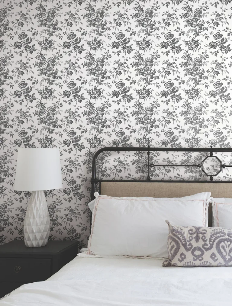 Anemone Toile Wallpaper - Black — Ảnh 7