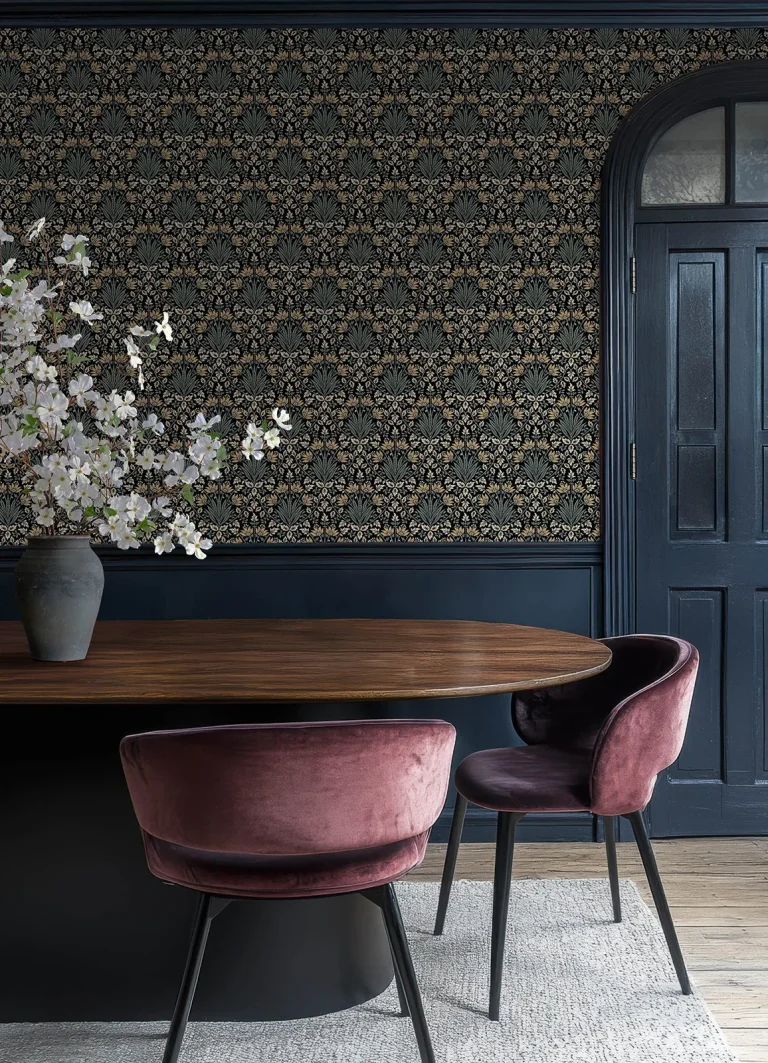 Chris Loves Julia Woodbury Floral Damask Wallpaper - Black — Ảnh 2