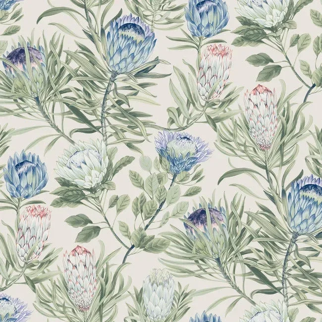 Protea Wallpaper - Cream/Blue — Ảnh 5
