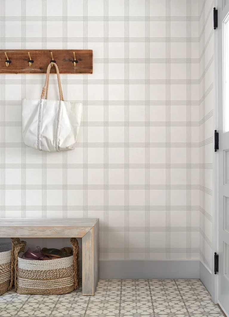 Chesapeake Twain Plaid Wallpaper - Linen — Ảnh 3