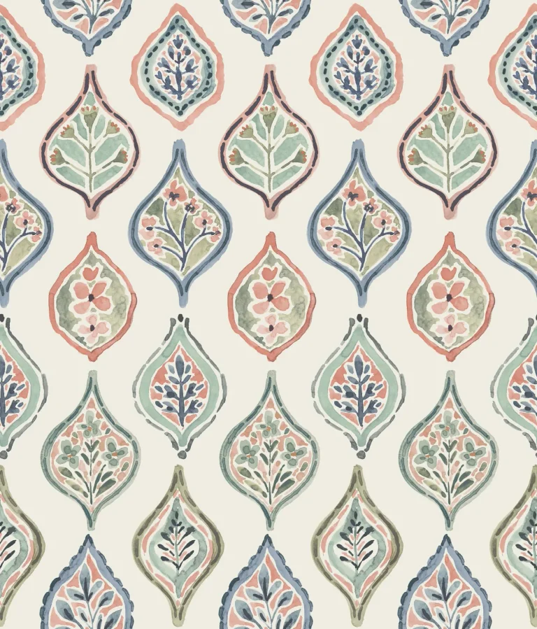 Marketplace Motif Wallpaper - Almond/Mint/Apricot — Ảnh 4