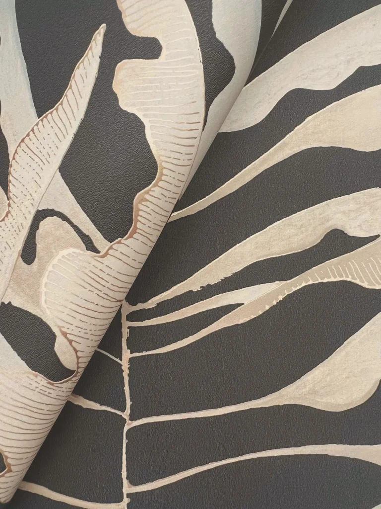 Leaf Column Wallpaper - Black