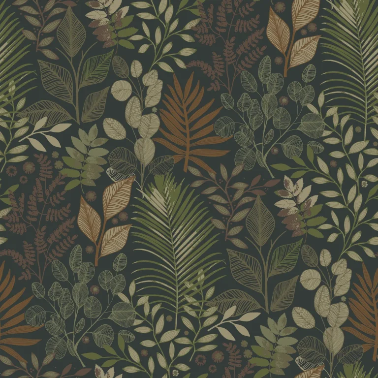 Ängslycka Forest Botanicals Wallpaper - Black — Ảnh 3