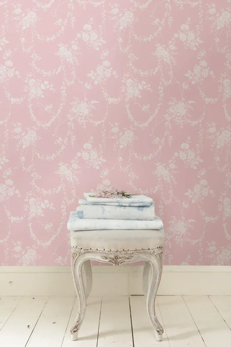 LoveShackFancy Chandelier Gates Floral Drape Wallpaper - Pink — Ảnh 4