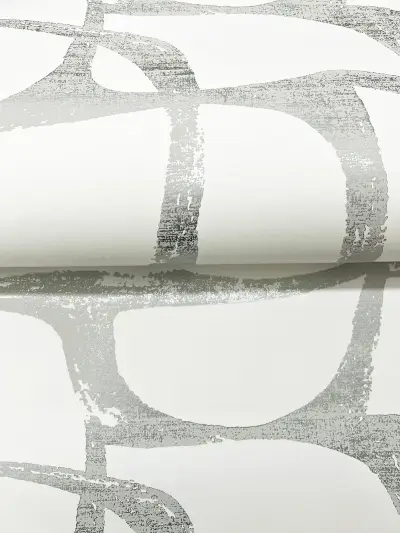 Candice Olson Craftsman Geometric Wallpaper - White & Silver