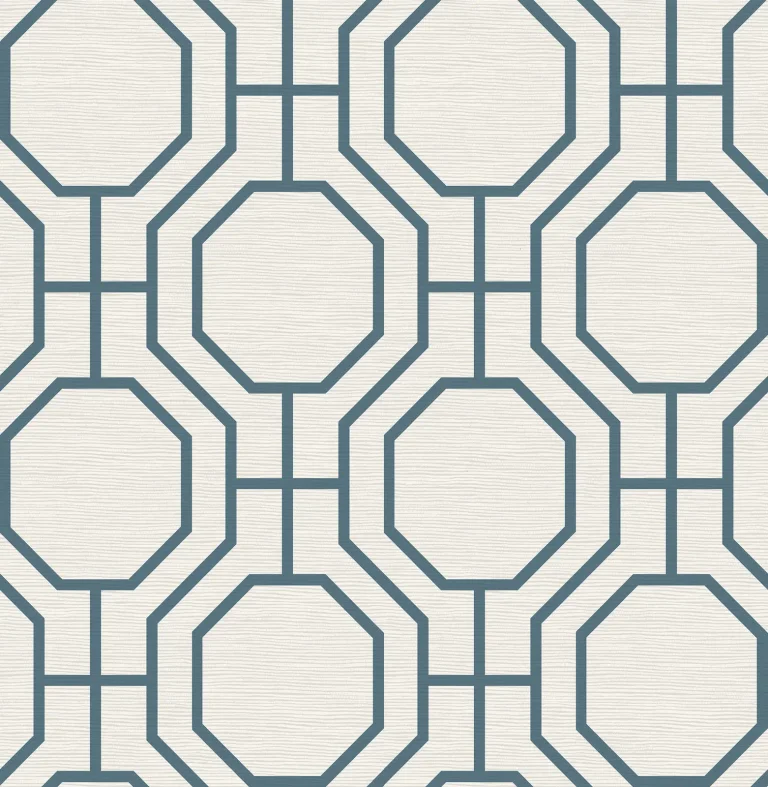 Manor Geometric Trellis Wallpaper - Blue — Image 3
