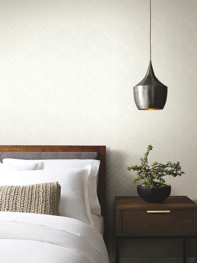 Ronald Redding Herringbone Wood Veneer Wallpaper - Apple Blossom — Ảnh 4