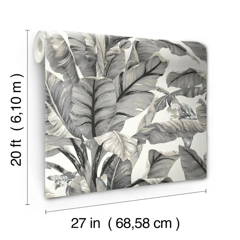 Banana Leaf Peel and Stick Wallpaper - White/Black — Image 6