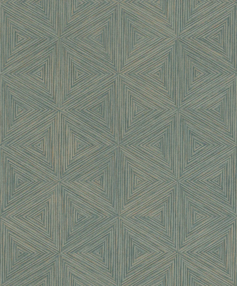 Anara Geo Faux Grasscloth Wallpaper - Teal — Ảnh 5