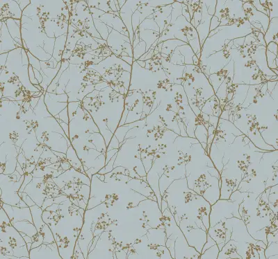 Luminous Branches Wallpaper - Smokey Blue/Gold
