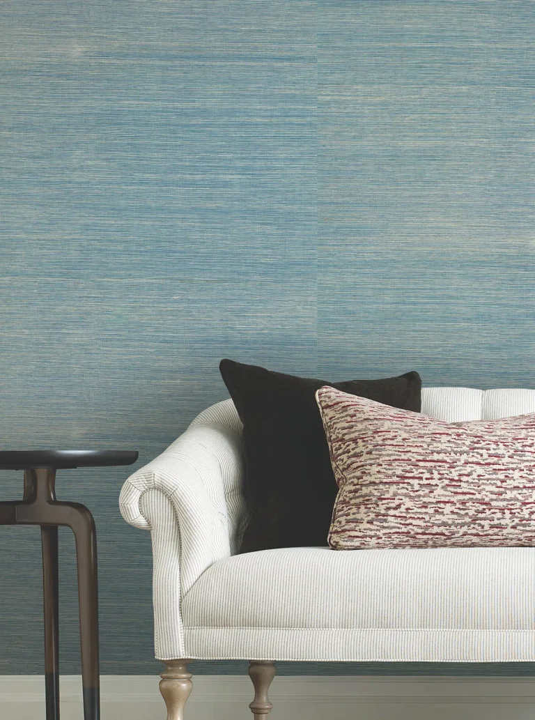 Ronald Redding Maguey Sisal Grasscloth Wallpaper - Vanilla Turquoise — Ảnh 2