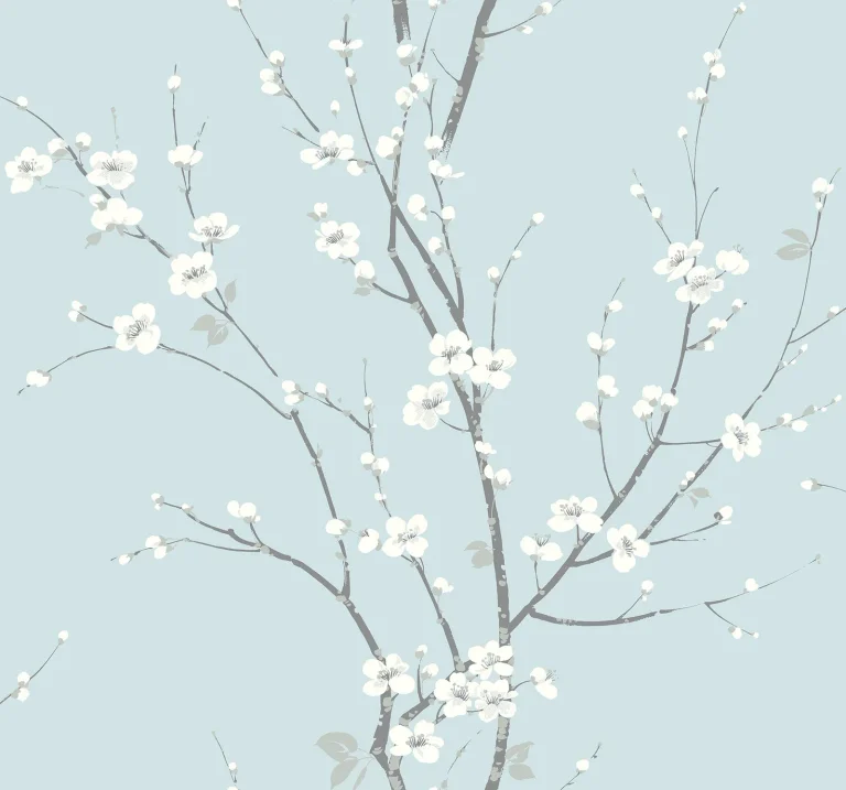 Monterey Floral Branch Wallpaper - Sky Blue — Image 4