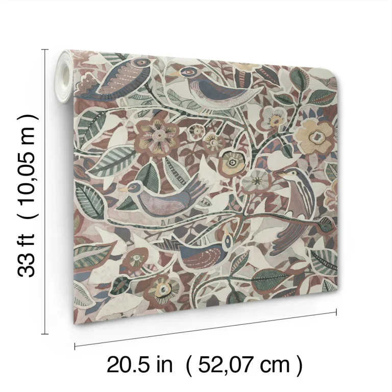 Manette Birds in the Bush Wallpaper - Plum