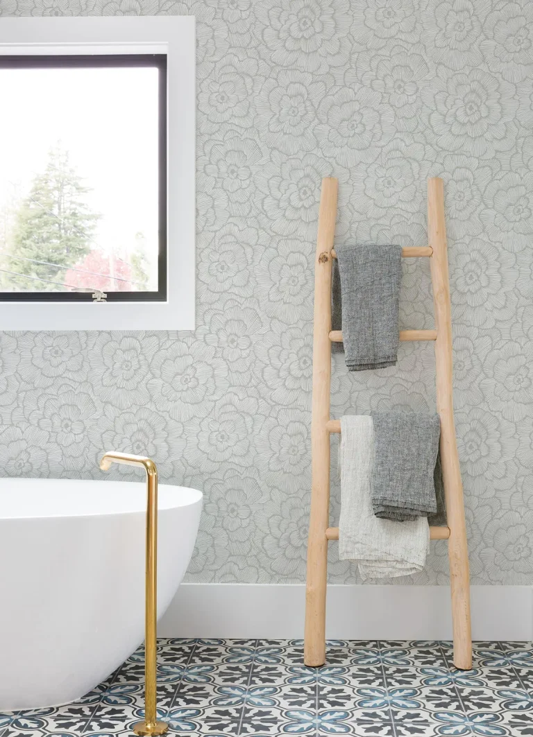 Periwinkle Textured Floral Wallpaper - Light Grey — Ảnh 3