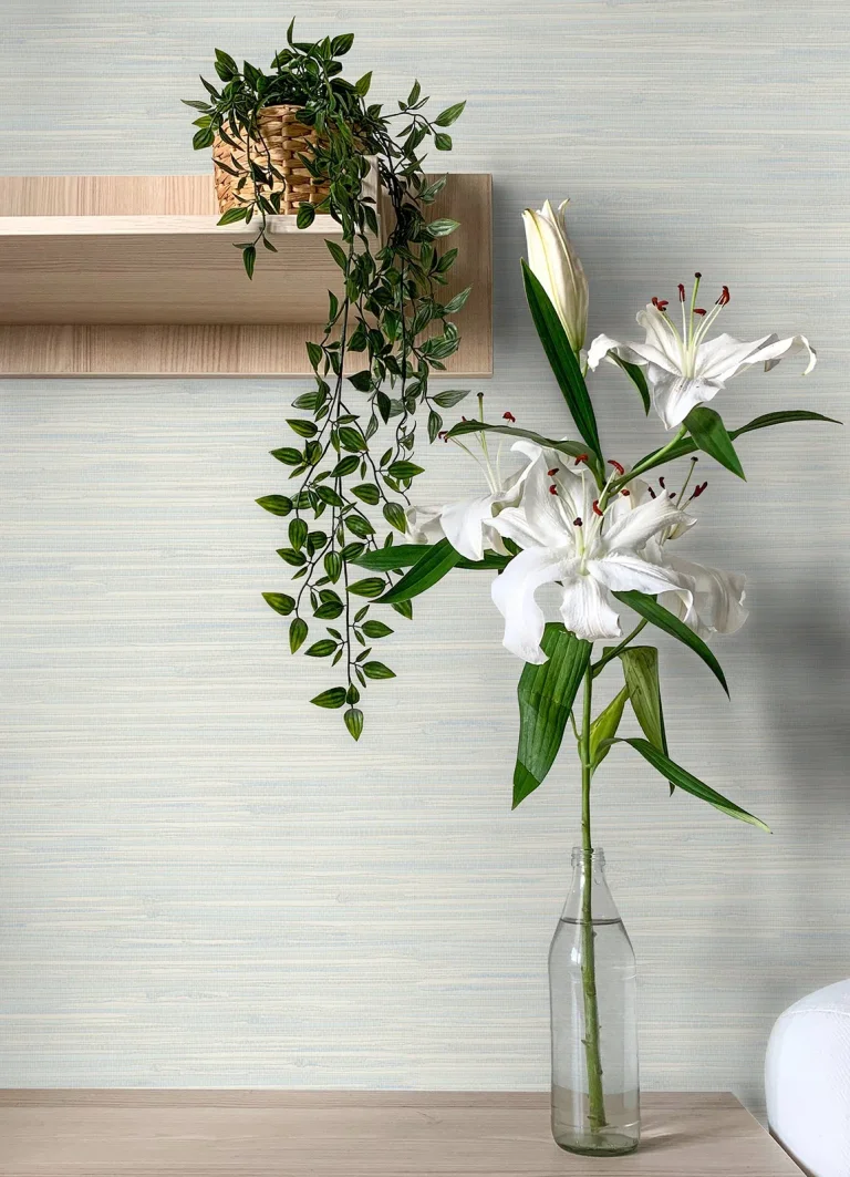 Chesapeake Grassweave Imitation Grasscloth Wallpaper - Light Blue — Ảnh 3