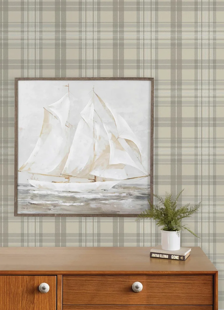 Chesapeake Austin Plaid Wallpaper - Beige — Ảnh 2