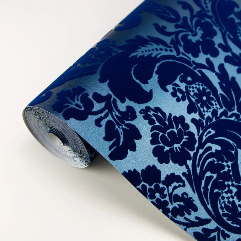 Shadow Flocked Damask Wallpaper - Blue — Ảnh 6