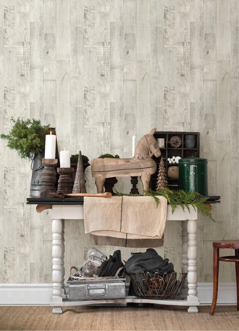 Chesapeake Chebacco Wood Planks Wallpaper - Grey — Image 4