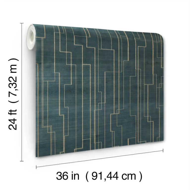 Ronald Redding Inlay Line Wallpaper - Peacock — Ảnh 5