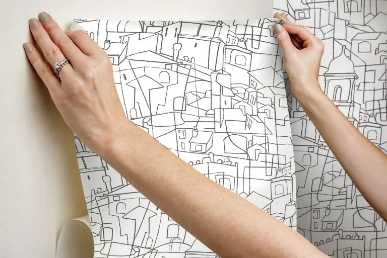 Cubist Cityscape Peel and Stick Wallpaper - Black — Ảnh 2