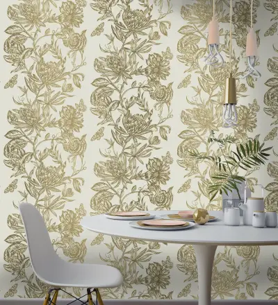 Marquis Floral Wallpaper - Gold